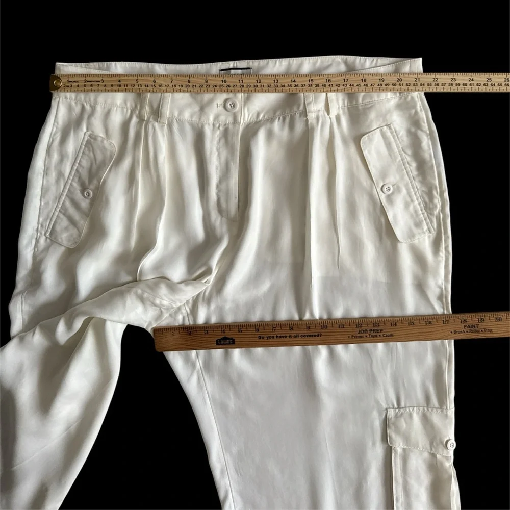 J.Crew Collection Full Length Cupro Cargo Pants Ivory woman 20 minimalist preppy